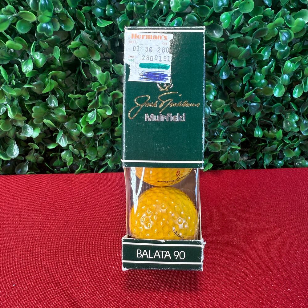 Vintage Sleeve  3 Jack Nicklaus MacGregor Muirfield Yellow Golf Balls Balata 90